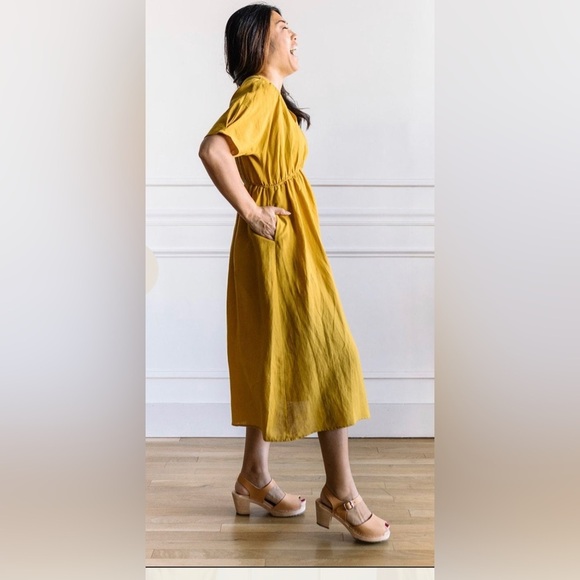 The Korner Empire Dress in Black Linen/Tencel blend Boho Lagenlook Cottagecore,M - Picture 11 of 14